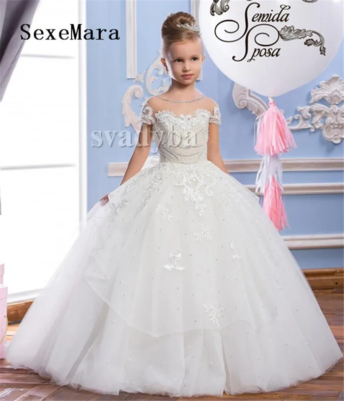 Винтажное детское бальное платье кружевное с цветами для девочек платья свадьбы