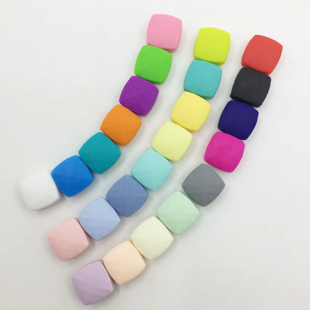 50 шт./лот квадратные силиконовые бусины для прорезывания зубов длинного
