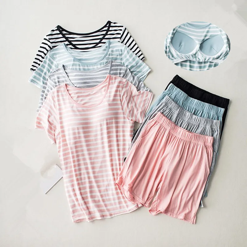 Летний женский пижамный комплект из 2 предметов для девочек одежда сна модала и