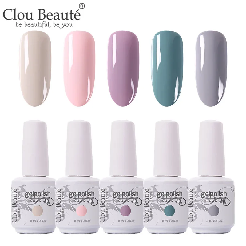 Гибридный полуперманентный Гель-лак для ногтей Clou Beaute однотонный Блестящий