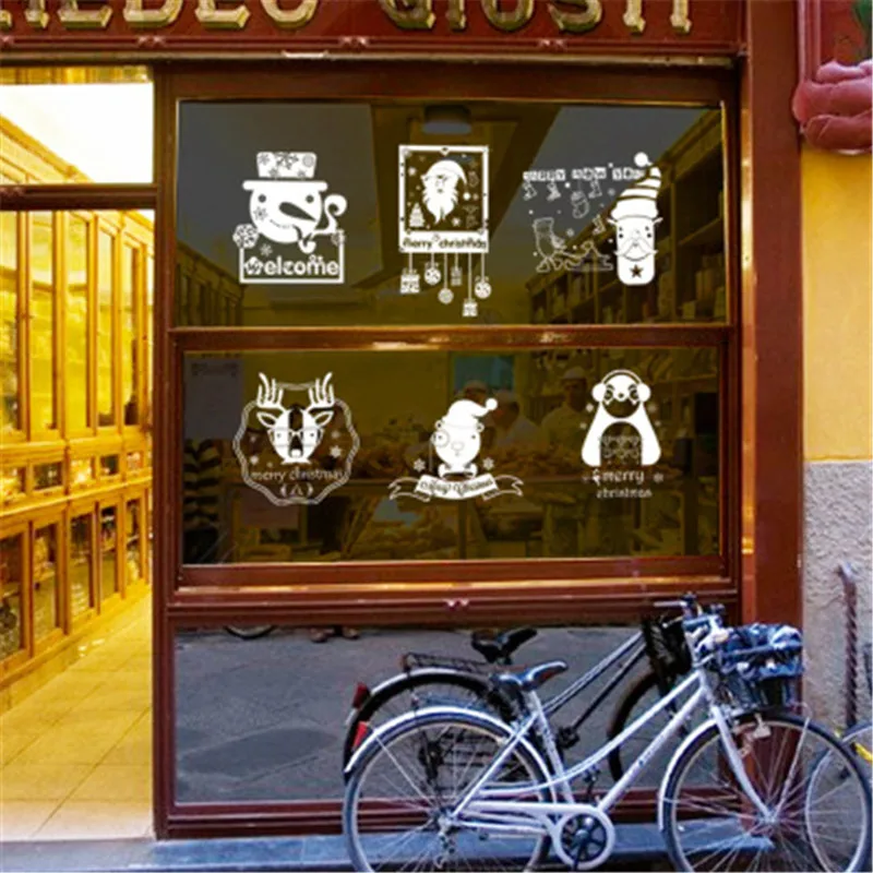 Рождество окна Наклейки Винил DIY Новогодние колокольчики снежинки наклейки на