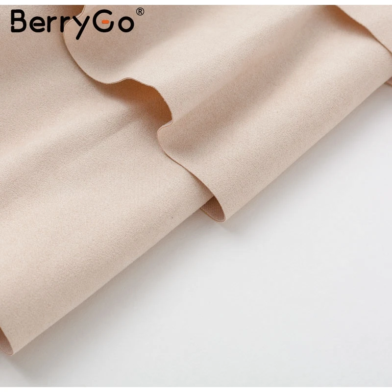 BerryGo трапециевидная замшевая юбка с оборками и высокой талией, женская короткая юбка с бантом и высокой талией, сексуальная, осенне-зимняя женская повседневная юбка