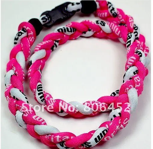 Новинка 2016 лидер продаж 3 веревки витое титановое Спортивное ожерелье (красный