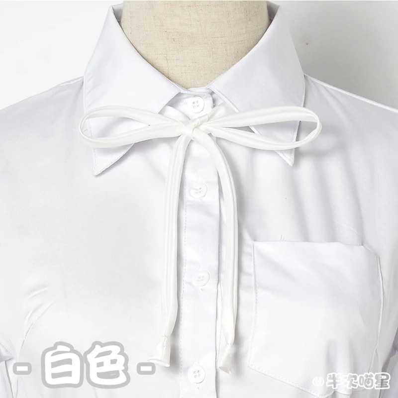 add 1 rope white Японская школьная рубашка с квадратным воротником и коротким рукавом непрозрачные однотонные белые рубашки для униформы - Цвет: add 1 rope white