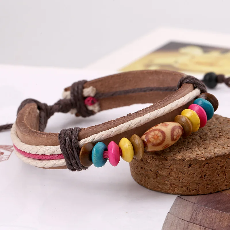 VAMOOSY Радужный Браслет для геев и лесбиянок Плетеный красочный кожаный браслет с