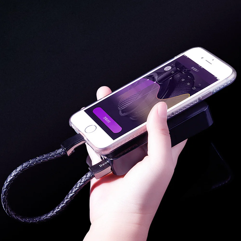 Travel Fast USB Phone Chargers Jewelry Black Punk Rubber Silicone Braided Leather Bracelet Men Stainless Steel Magnetic Clasp | Мобильные