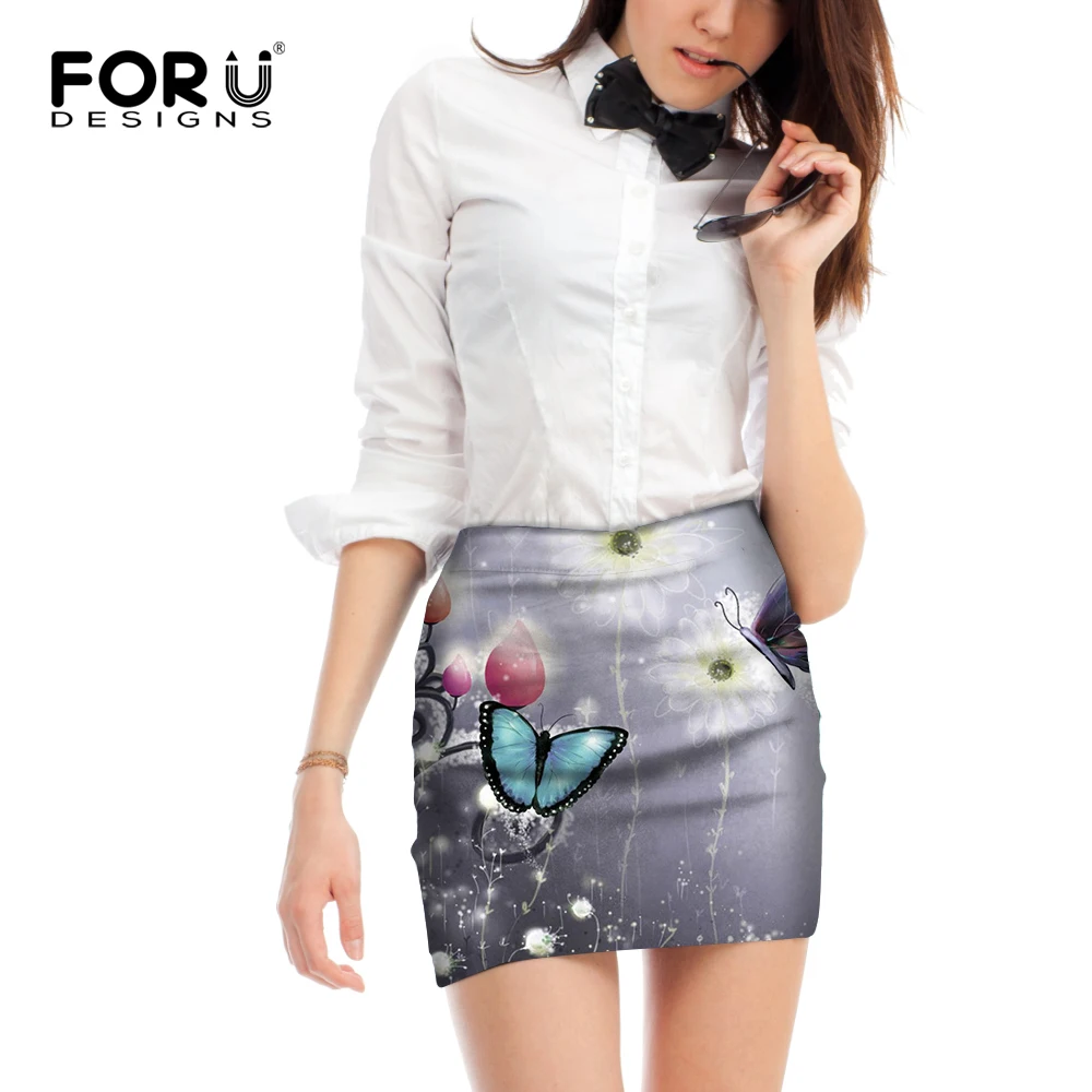 Forudesigns/женские юбка полиэстер модные пикантные мини-юбка Бабочка печать высокое