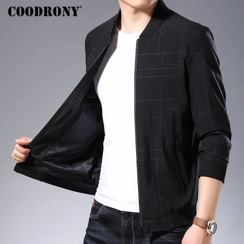 Бренд COODRONY, куртка-бомбер, Мужская одежда, новинка, Осень-зима, мужские куртки и пальто, уличная мода, Полосатое пальто для мужчин, 98006