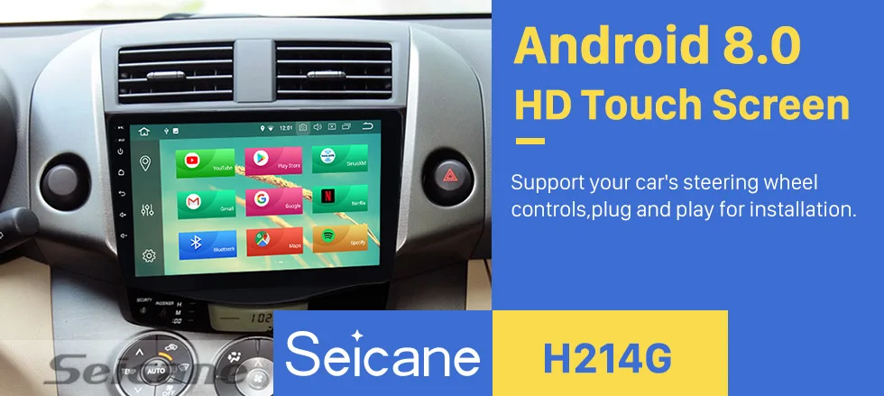 Seicane 9 дюймов 8-core Android 9,0 автомобильный мультимедийный плеер для 2007 2008 2009 2010 2011 Toyota RAV4 Поддержка 1080P видео плеер