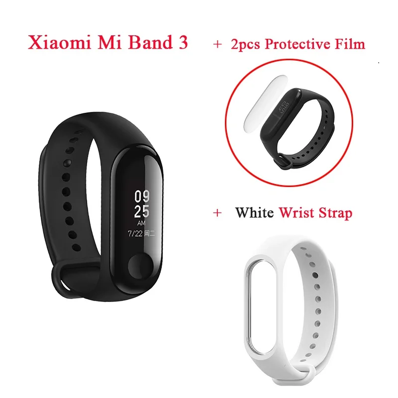 Add White Bracelet Глобальная версия Xiaomi mi Band 3 Смарт водонепроницаемый 5ATM mi band 3 Android IOS фитнес-трекер браслеты OLED шагомер наручные - Цвет: Add White Bracelet
