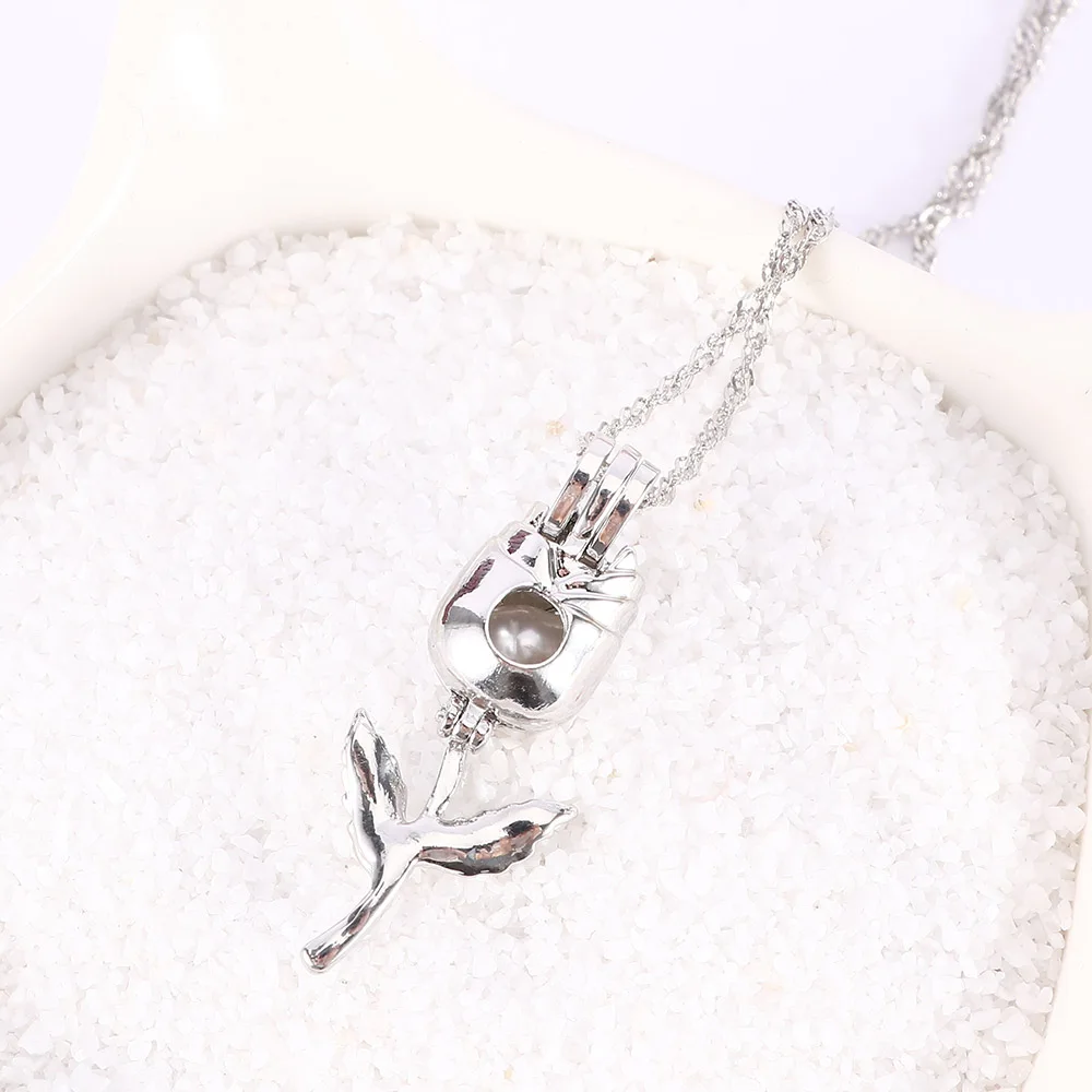 Rose Flower Hollow Necklace Mosaic Simulation Pearl Pendant Women Elegant Jewelry Gift collana | Украшения и аксессуары
