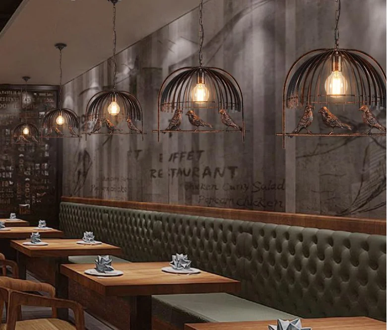 Винтажная люстра в стиле ретро лофт индастриал железная птичья клетка подвесной