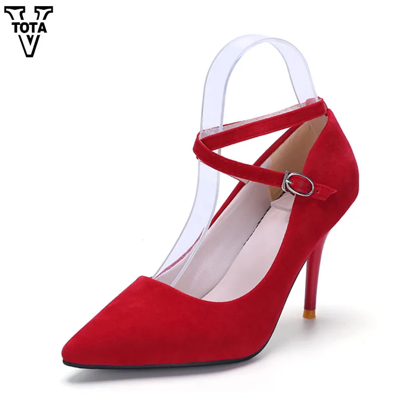 Женские туфли с перекрестной шнуровкой VTOTA лодочки на высоком каблуке обувь