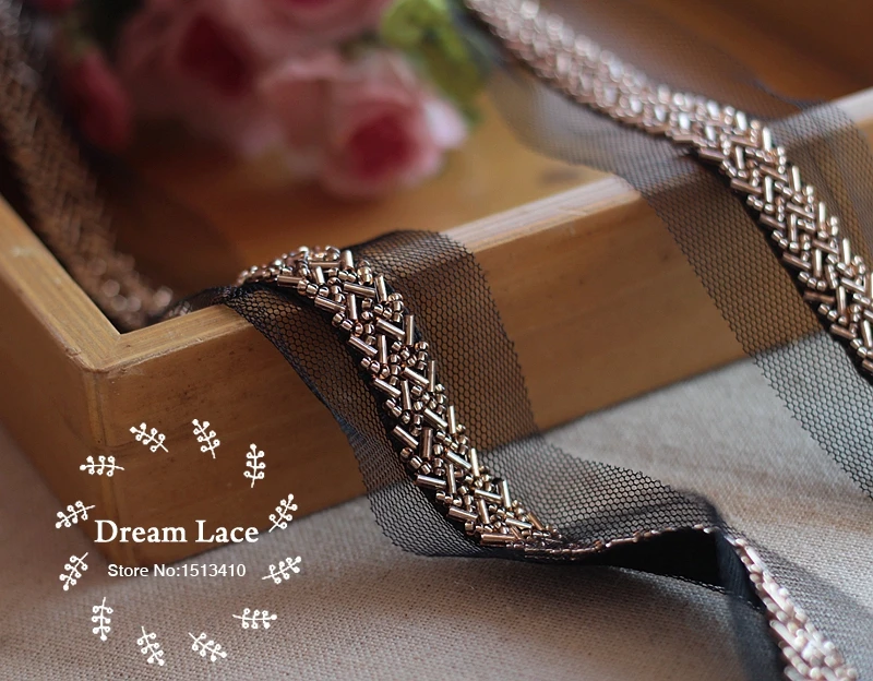 Аксессуары для одежды темно-золотого цвета 2 ярда/партия 1 см воротник цветы