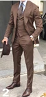 Новинка, мужские коричневые смокинги для жениха, мужские костюмы с пиковым отложным воротником, Свадебный блейзер (пиджак + брюки + жилет + галстук), C434