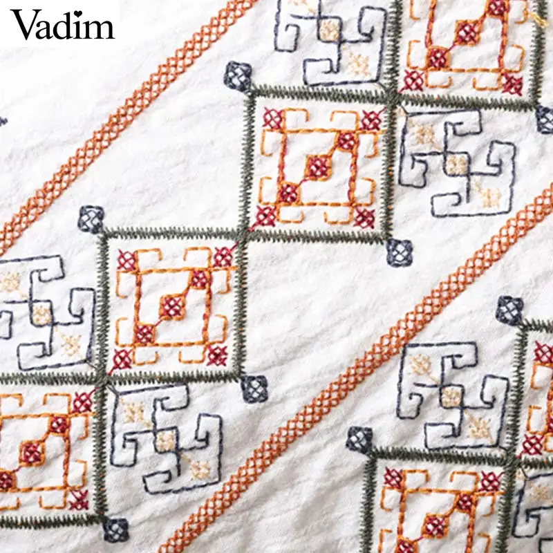 Вадим Женщины Вышивка Блузка сладкий кисточкой галстук-бабочка Инди народном