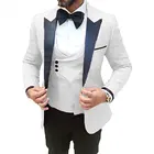 Мужские деловые вечерние костюмы, белый приталенный костюм-смокинг с рисунком жениха, Свадебный костюм для мужчин, новинка 2019