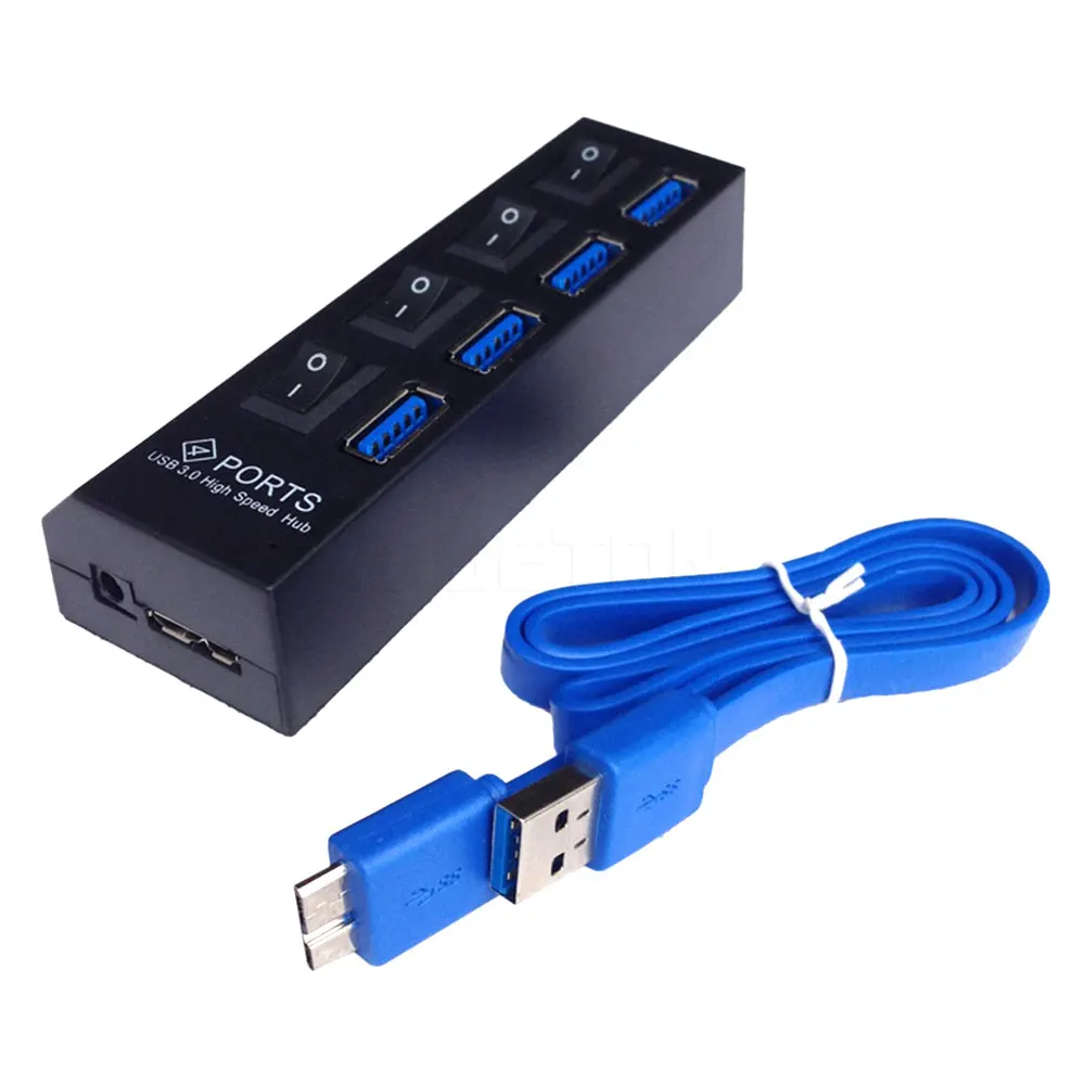 Высокоскоростной концентратор Kebidu 4 порта USB 3 0 со светодиодный ным выключателем