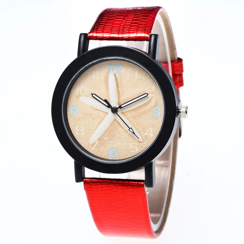 Повседневное класса люкс Для женщин часы модные Морская звезда шаблон Кожаный