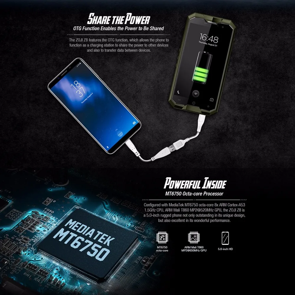 HOMTOM зоджи Z8 IP68 tri доказательство смартфон 4 г 5 0 дюймов ips ГБ Оперативная память + 64
