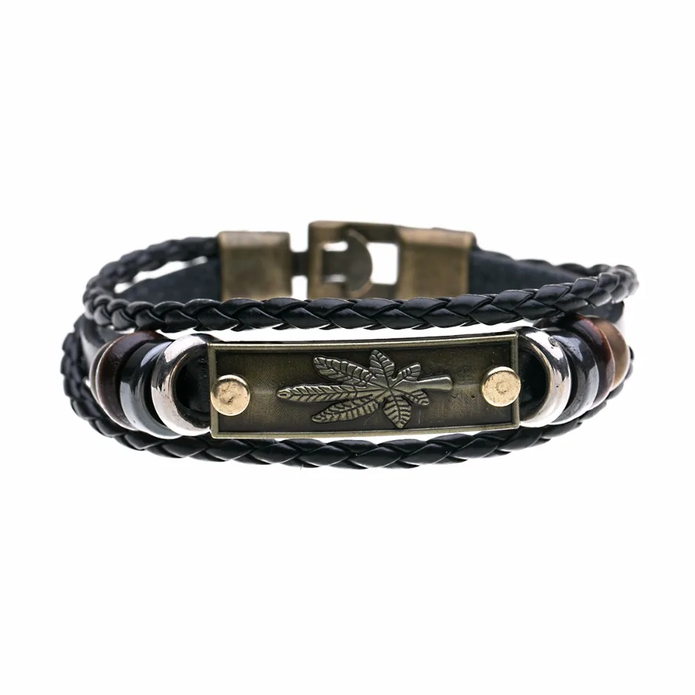 GG Bracelet Men Casual Fashion Braided Leather Bracelets For Women Wood Bead Punk Rock Jewelry | Украшения и аксессуары