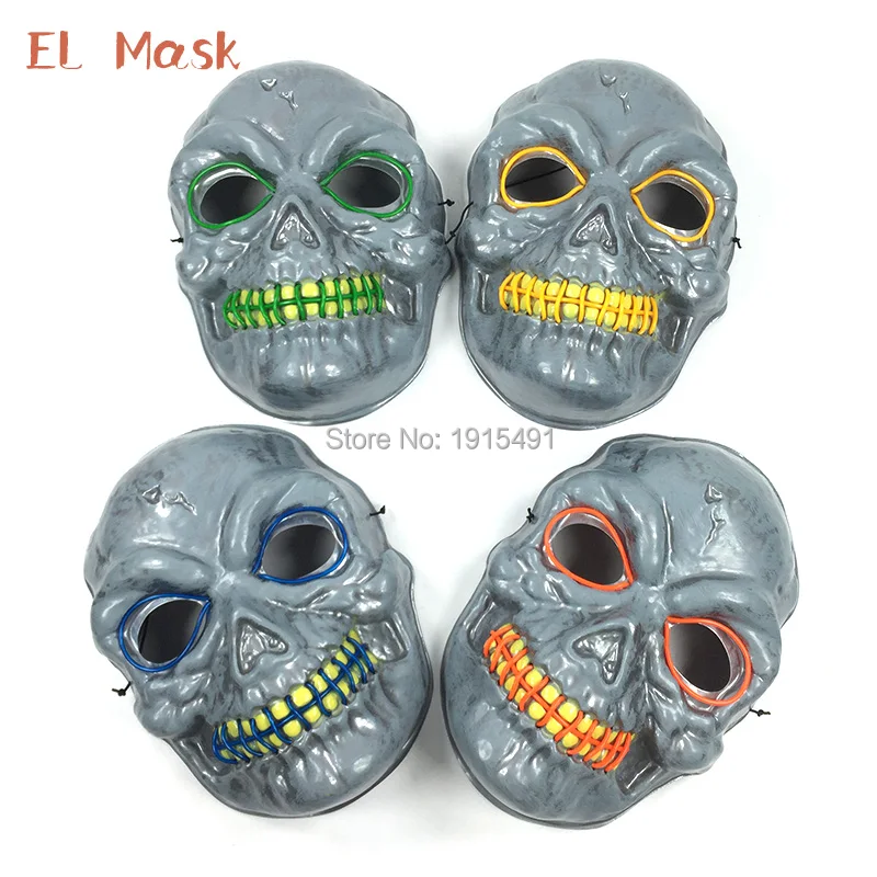 Высококачественная светящаяся EL кабельная трубка испуганная маска призрака