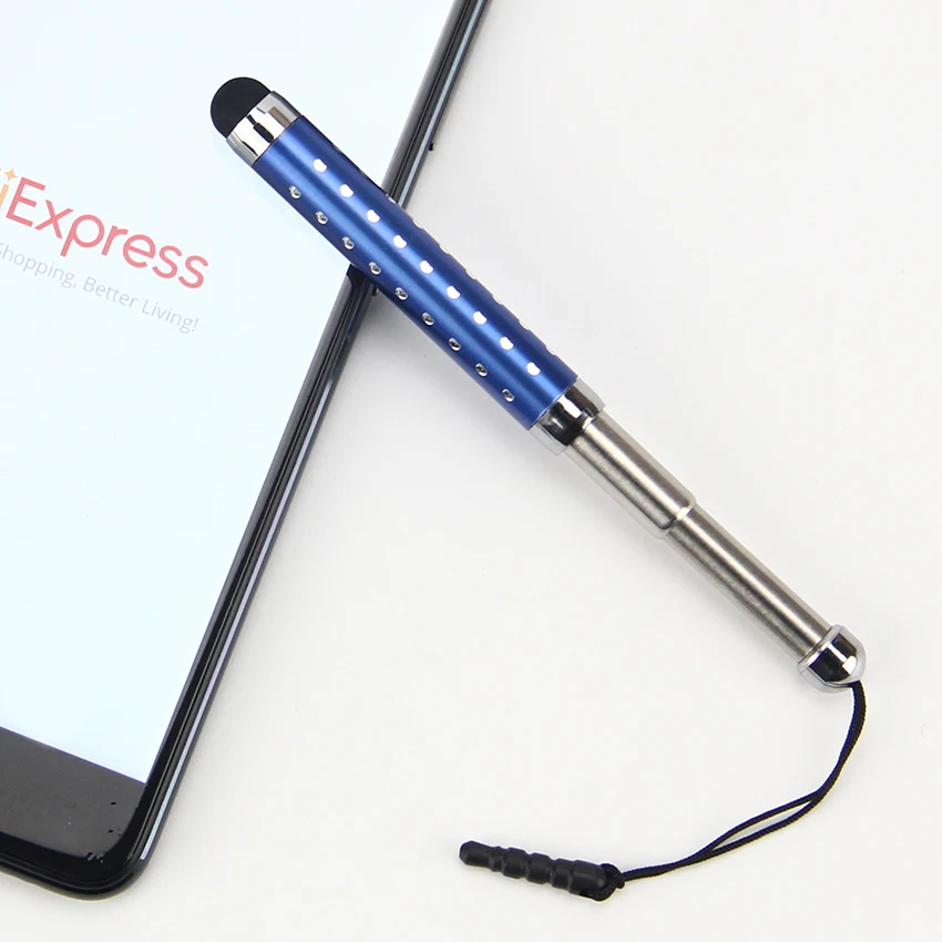 

Crystal telescopic belt diamond reflector Flexible Crystal Stylus Capacitive Touch Pen for Iphone X 8 7 6 5 for Ipad 500PCS/LOT