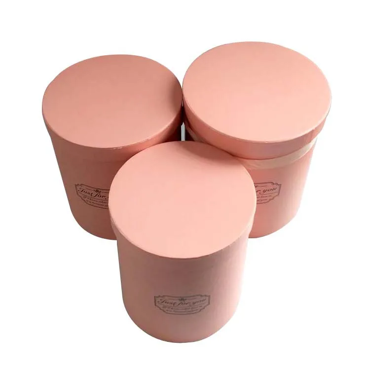 pink 3 шт./компл. Однотонная одежда круглой формы в форме цветка Бумага Коробки с крышкой Hug ведро флорист коробка подарка упаковывая разных Размеры подарок Коробки моноблок - Цвет: pink