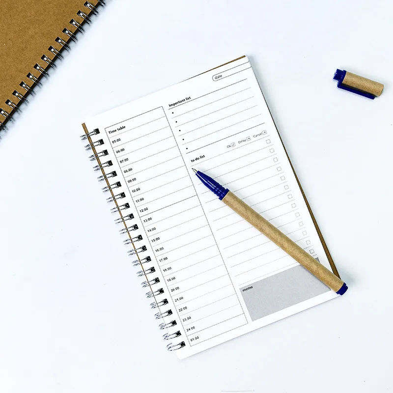 daily plan 2 Записные книжки повесток наклейки для дневника Еженедельный Органайзер, скрепленный спиралью Libretas A5 блокноты ежемесячные крафт-бумаги расписание Filofax - Цвет: daily plan 2