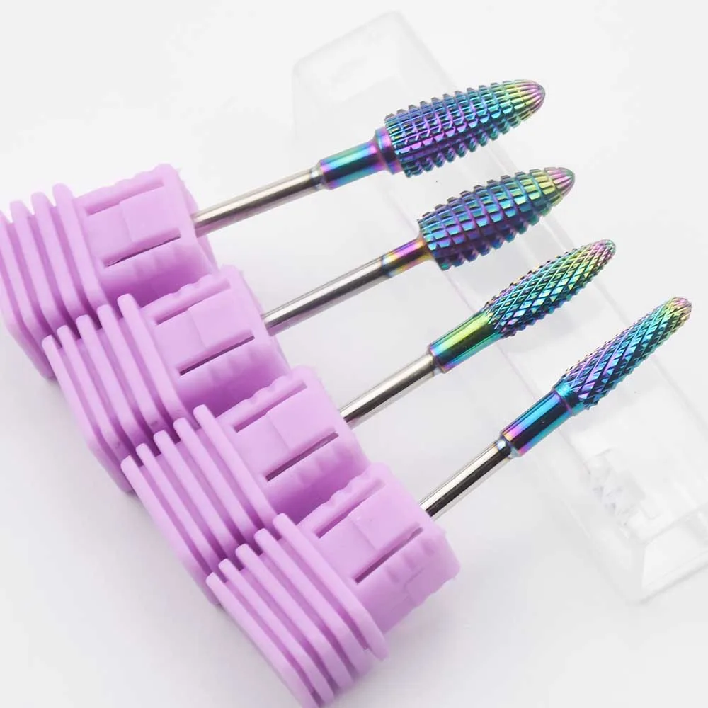 9 Type Rainbow Nail Drill Bit Manicure Tungsten Carbide Burr Bit manicure machine nail accessoiry milling cutter nail file tool