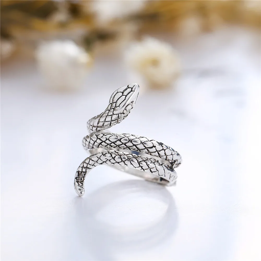 Wholesale Fashion Snake Rings For Women Color Silver Heavy Metals Punk Rock Ring Vintage Animal Jewelry | Украшения и аксессуары