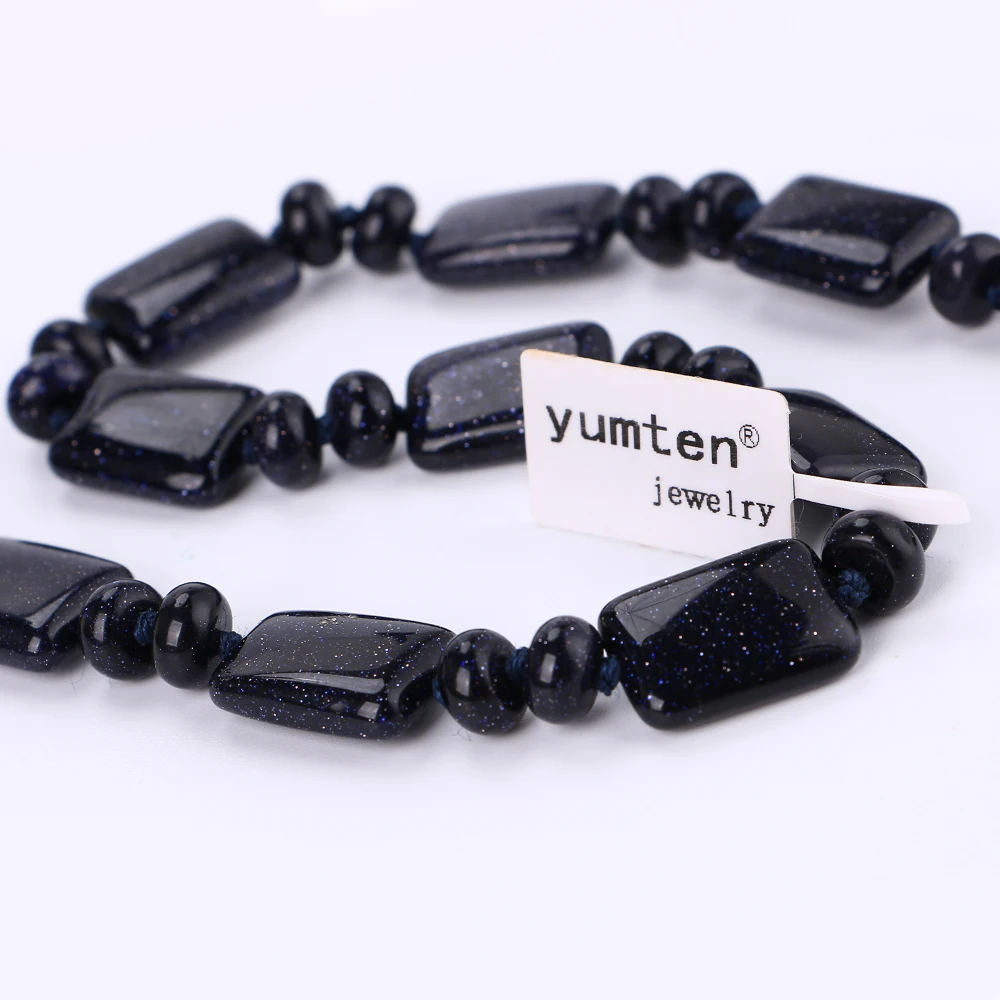 Yumten голубой песчаник Цепочки и ожерелья Мощность квадратный натуральный камень