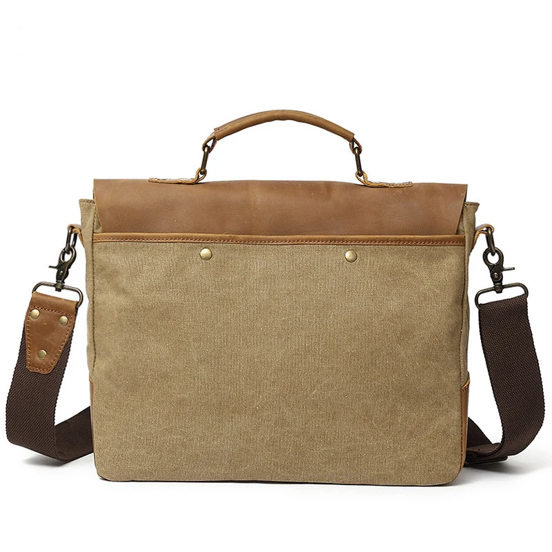 Canvas Bag Cow Leather Portable Briefcase Laptop Bag Business Briefcase Leather Briefcases Men