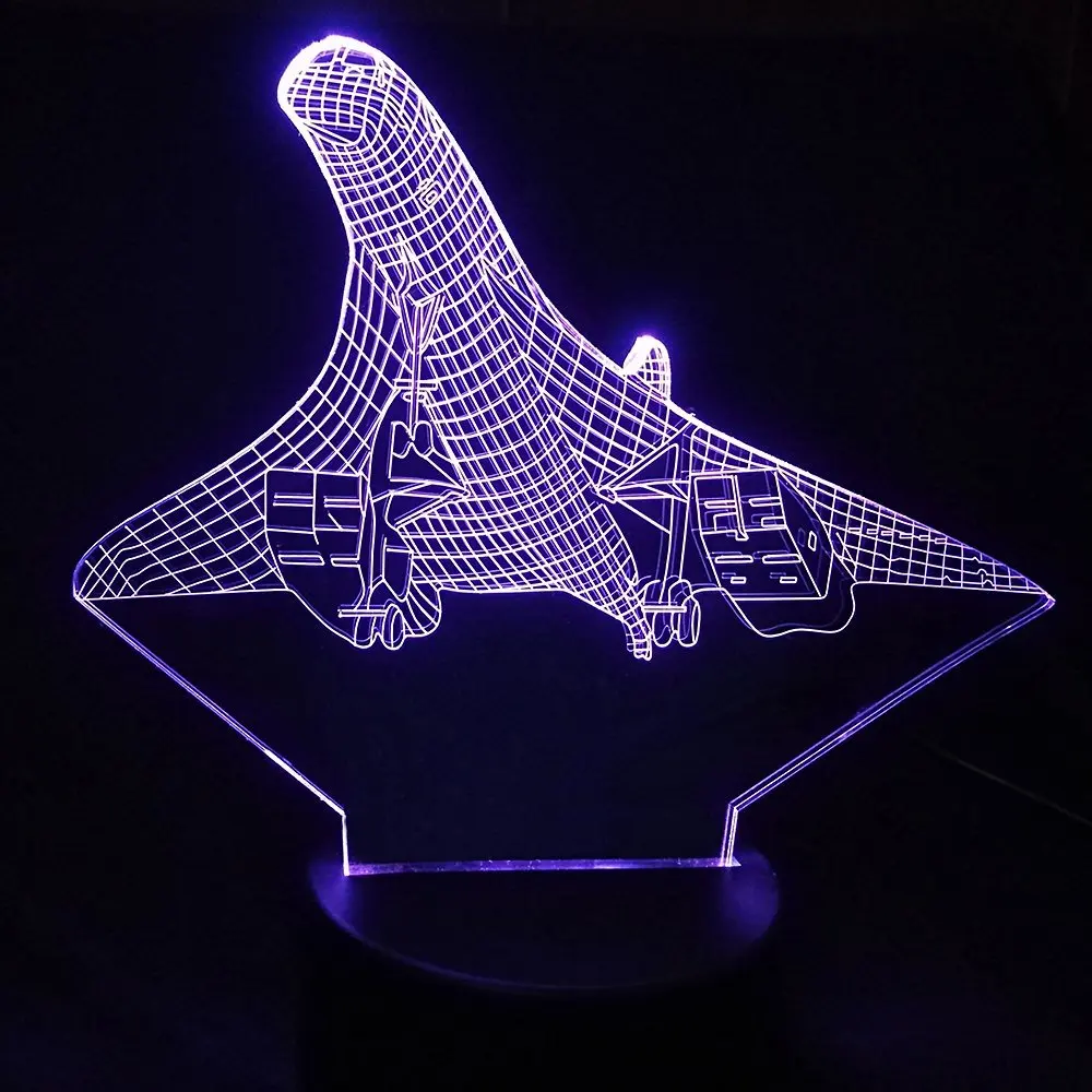 Творческий 7 цветов изменить 3D видение самолетов Моделирование Led самолета Ночной светильник Настольная лампа Декор Usb сна светильник ing светильники подарки