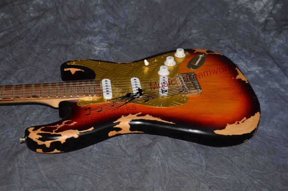 Китай firehawk электрогитара ST TL старый солнечный цвет ручной работы остается старой
