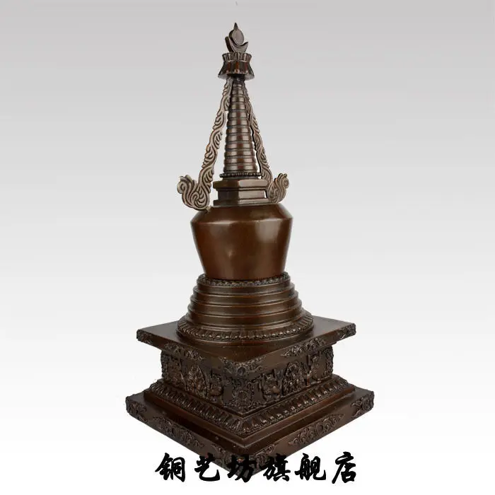 18&quot China Bronze Tibet Dagoba Pagoda Buddhism Tower Carving Shakyamuni Statue | Statues &amp Sculptures