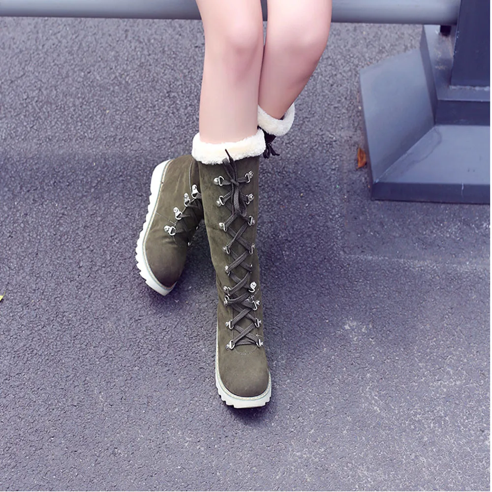 Ботинки женская обувь зимние ботинки до колена на нескользящей платформе с