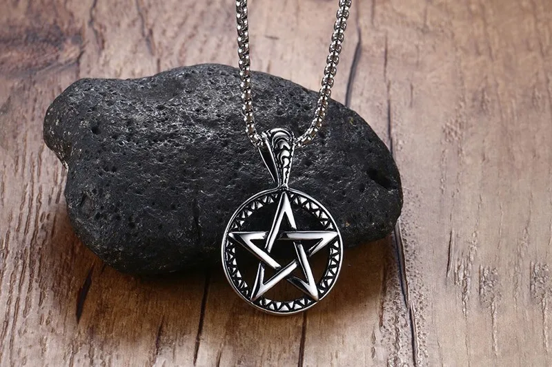 ZORCVENS, винтажные ювелирные изделия, пентаграмма, пентаграмма, языческий, Wiccan, ведьма, готический Оловянный кулон, ожерелье для мужчин и женщин