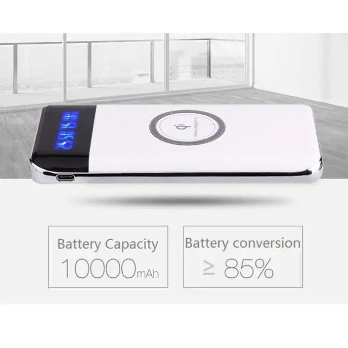 Портативное Qi Беспроводное зарядное устройство 10000Amh power bank светодиодный цифровой дисплей Беспроводное зарядное устройство Быстрая зарядка USB Внешняя батарея
