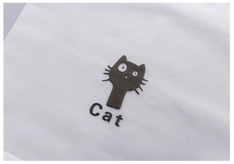 Cartoon Black Cat Drawstring Storage Bag Travel Transparent Waterproof Bag Clothes Towel Underwear Cosmetic Classification