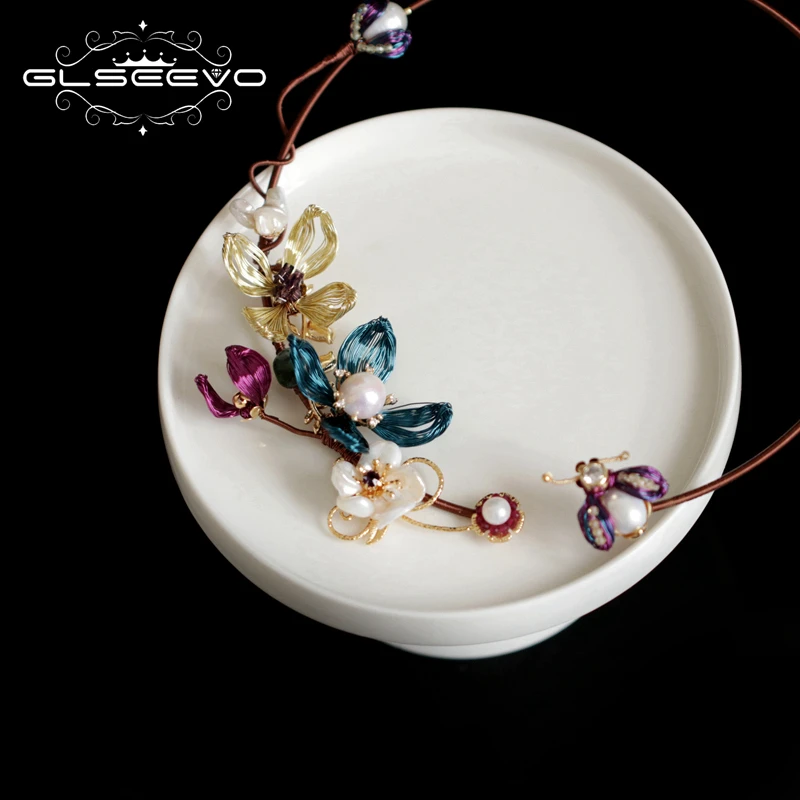 GLSEEVO натуральный пресноводный жемчуг пчелиный цветок колье ожерелье для женщин