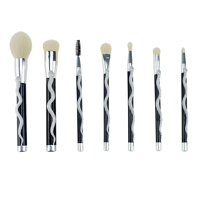 7pcs Silver 7/10 шт. змея кисти для макияжа разных форм комплект основа для макияжа лица Косметическая Пудра Тени для век Контур корректор Румяна Косметические средства набор кистей Красота инструмент 10 - Handle Color: 7pcs Silver