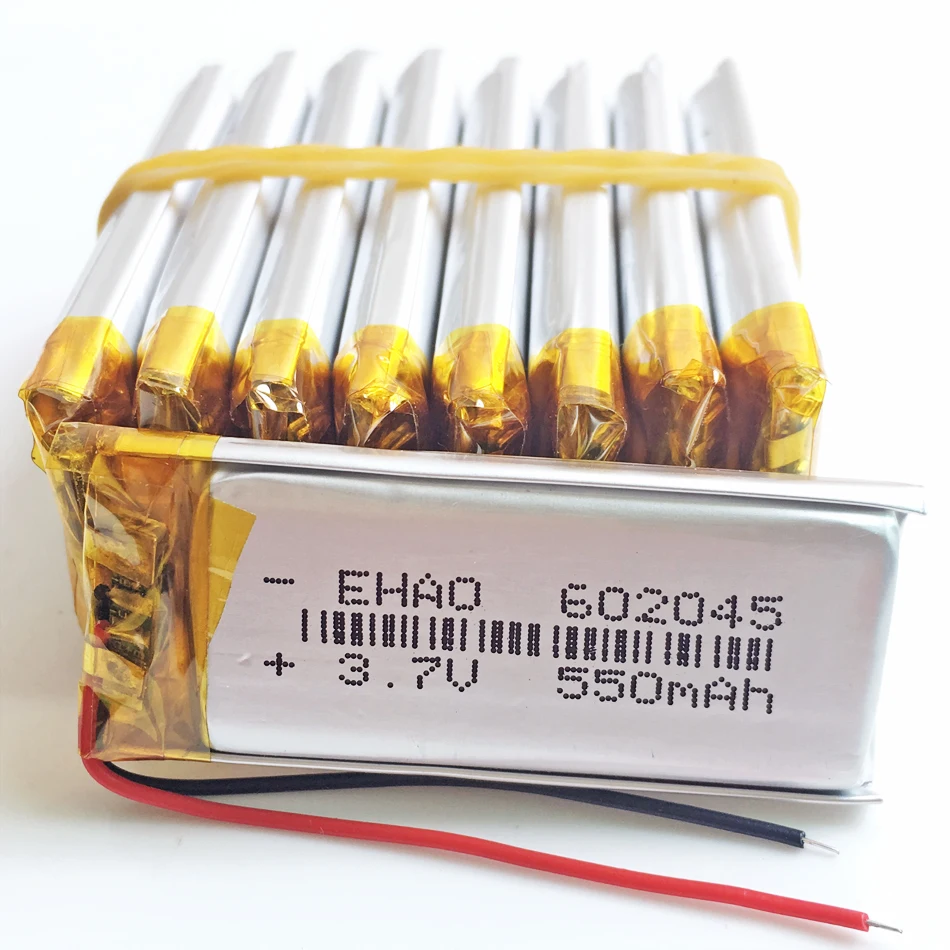 10 шт. 3 7 V 550mAh литий-полимерный LiPo аккумуляторная батарея 602045 для Mp3 DVD RECORDE GPS PSP