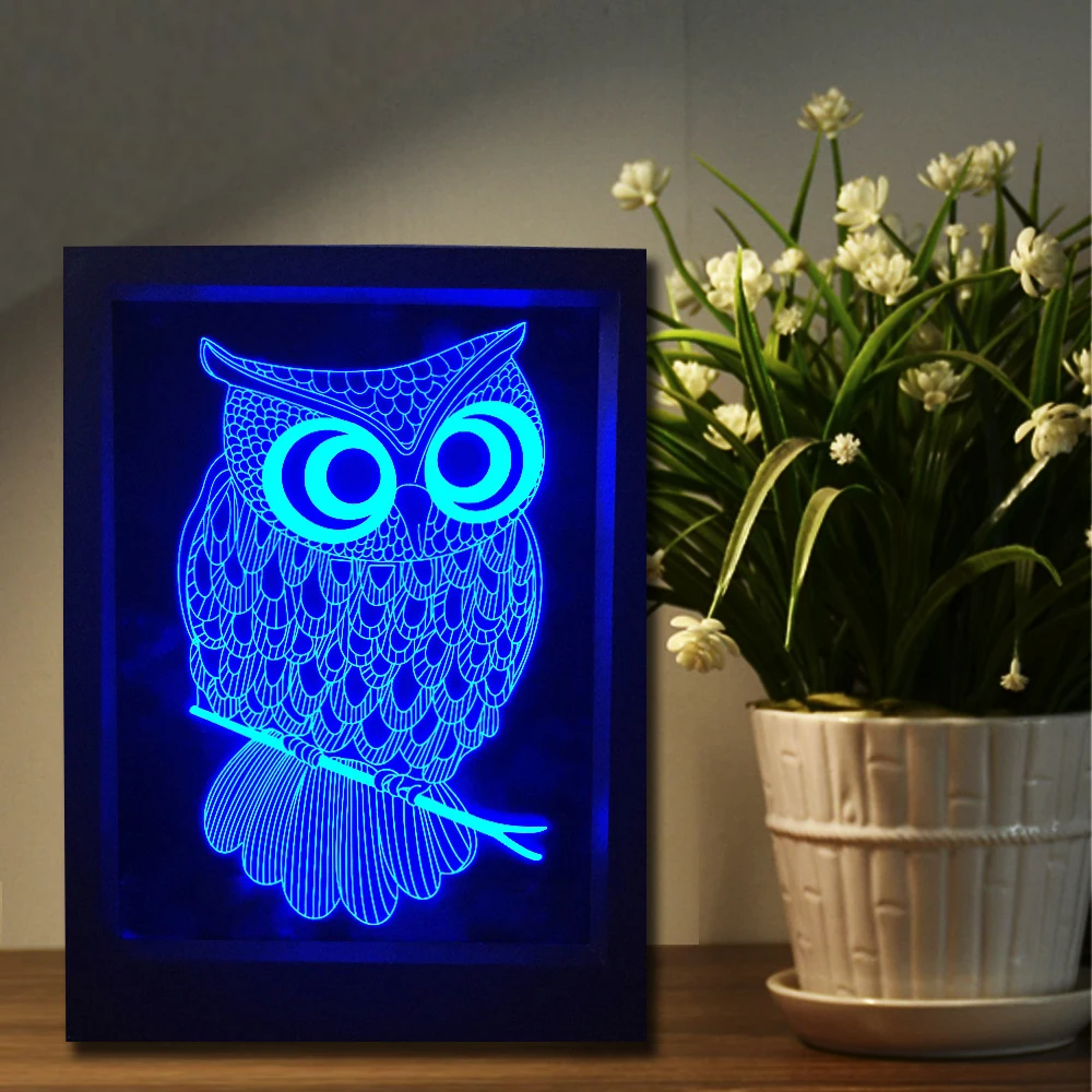 СОВА 3D Ночник RGB Переменчивый Настроение Лампы Светодиодные DC 5 В USB Декоративные