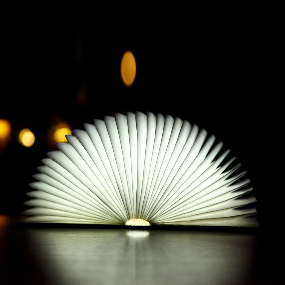 USB Перезаряжаемые LED складная деревянная книга Форма настольная лампа ночник свет книга прикроватной тумбочке украшения Ночь Настенный светильник