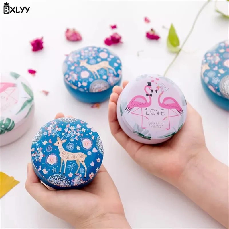 BXLYY горячий Фламинго круглая коробка конфет Лось жести хранения ювелирных