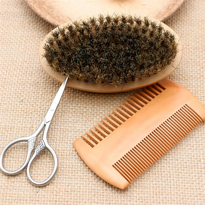 Набор кистей для бороды 3 шт./компл. набор щетка бритья гребень ножницы | Красота и