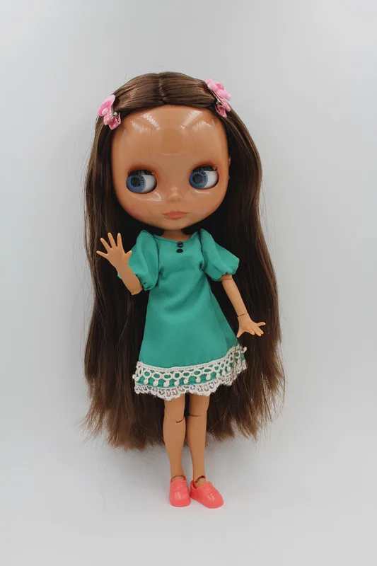 Blygirl Blyth doll black skin joint body dolls 19 joints brown curly hair The hand can be rotated | Игрушки и хобби