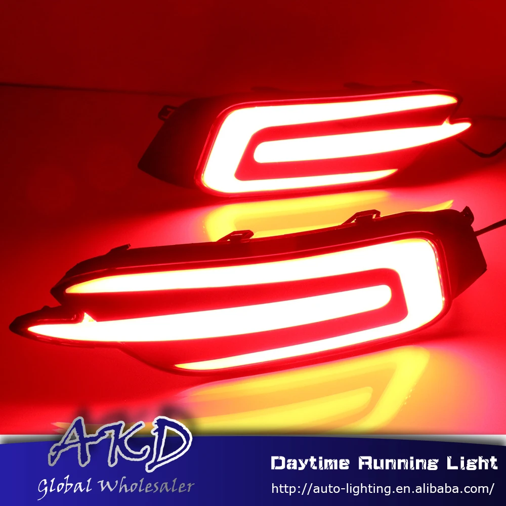 

Car Styling for Honda Civic 10G rear reflector for New Civic C style rear bumper light DRL brake lamp +Rear Bumpe Reflector