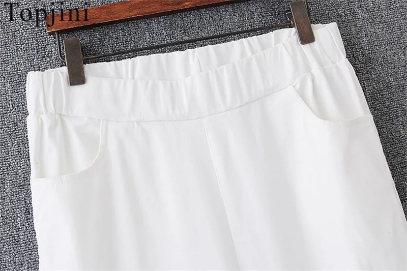 2017 новая мода broadcloth регулярный хлопок женщины пят брюки твердые эластичный пояс